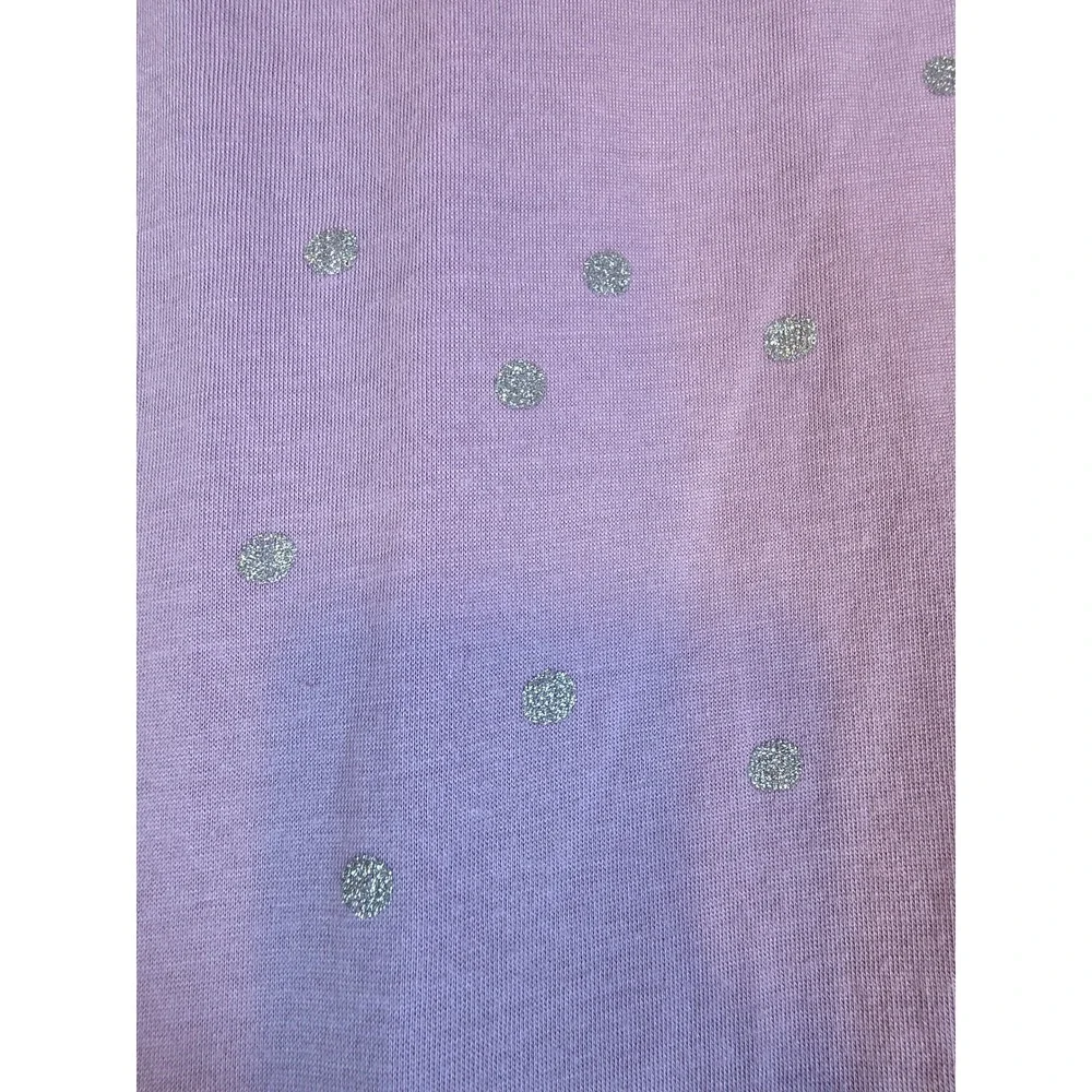 Carters Girls Purple Silver Glitter Polka Dot Long Sleeve Nightgown Size 12-14A